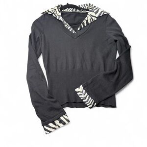 The Limited Black Layered Look Zebra Trim Top – Size S